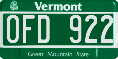 VT license plate OFD922