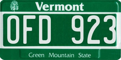 VT license plate OFD923
