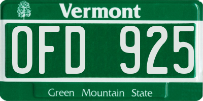 VT license plate OFD925