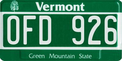VT license plate OFD926
