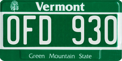 VT license plate OFD930