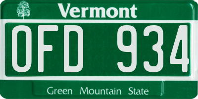 VT license plate OFD934