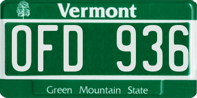 VT license plate OFD936