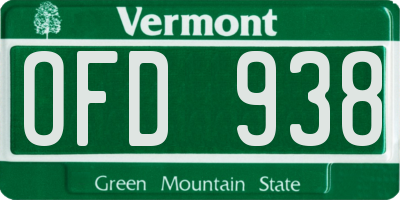 VT license plate OFD938