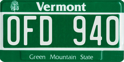 VT license plate OFD940