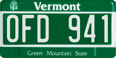 VT license plate OFD941