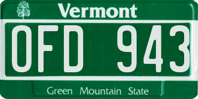 VT license plate OFD943