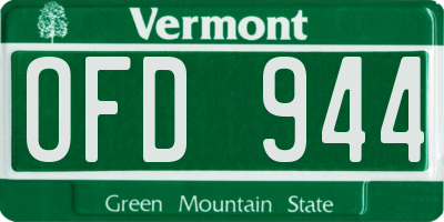 VT license plate OFD944