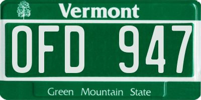VT license plate OFD947