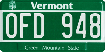 VT license plate OFD948