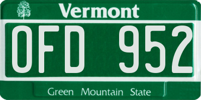 VT license plate OFD952