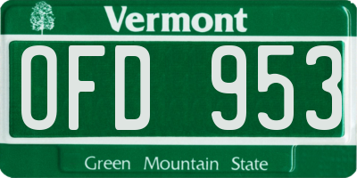 VT license plate OFD953