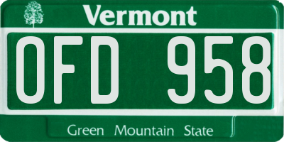 VT license plate OFD958