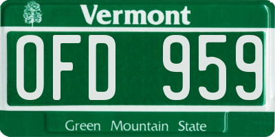 VT license plate OFD959