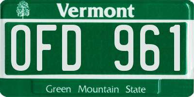 VT license plate OFD961