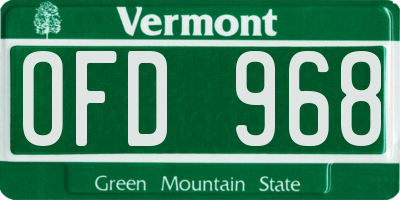 VT license plate OFD968