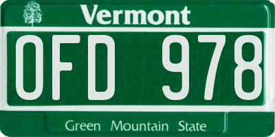 VT license plate OFD978