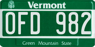 VT license plate OFD982