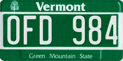 VT license plate OFD984