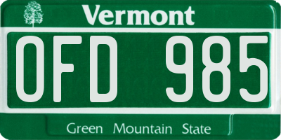 VT license plate OFD985