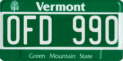 VT license plate OFD990