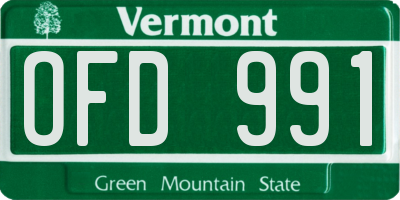 VT license plate OFD991