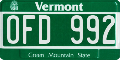 VT license plate OFD992