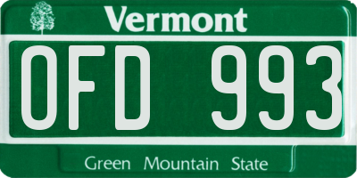 VT license plate OFD993
