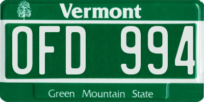 VT license plate OFD994