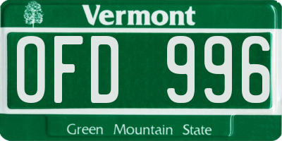 VT license plate OFD996