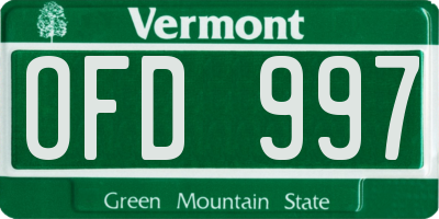 VT license plate OFD997