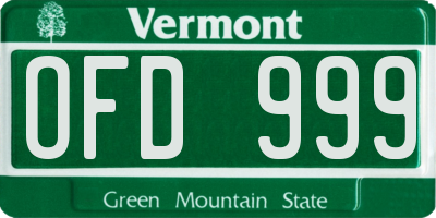 VT license plate OFD999