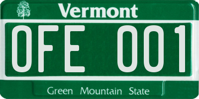 VT license plate OFE001