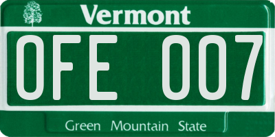 VT license plate OFE007