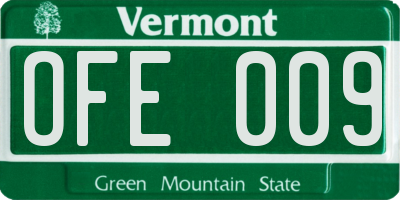 VT license plate OFE009