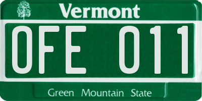 VT license plate OFE011