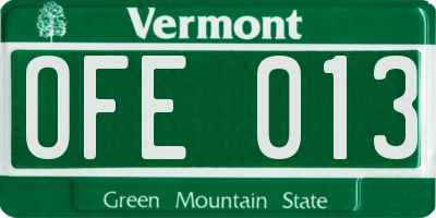 VT license plate OFE013