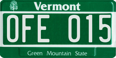 VT license plate OFE015