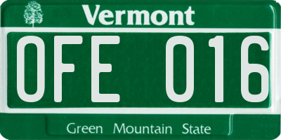 VT license plate OFE016