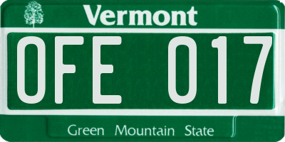 VT license plate OFE017