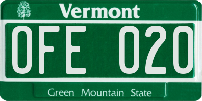 VT license plate OFE020