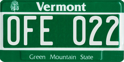 VT license plate OFE022