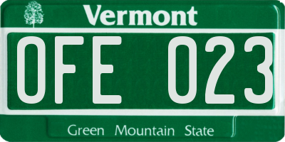 VT license plate OFE023
