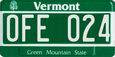 VT license plate OFE024