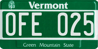 VT license plate OFE025