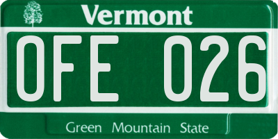 VT license plate OFE026