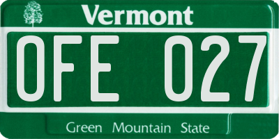 VT license plate OFE027