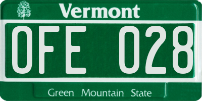 VT license plate OFE028