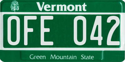 VT license plate OFE042