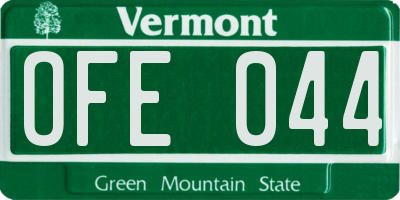 VT license plate OFE044